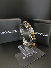Cargar imagen en el visor de la galería, Davazione Pulsera con cuentas de piedra de ojo de tigre para hombre. HPCP04