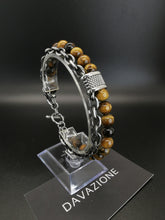 Cargar imagen en el visor de la galería, Davazione Pulsera con cuentas de piedra de ojo de tigre para hombre. HPCP04