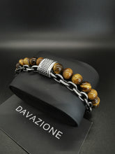 Cargar imagen en el visor de la galería, Davazione Pulsera con cuentas de piedra de ojo de tigre para hombre. HPCP04