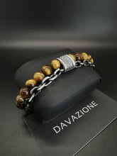 Cargar imagen en el visor de la galería, Davazione Pulsera con cuentas de piedra de ojo de tigre para hombre. HPCP04