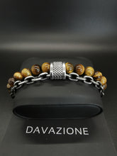 Cargar imagen en el visor de la galería, Davazione Pulsera con cuentas de piedra de ojo de tigre para hombre. HPCP04