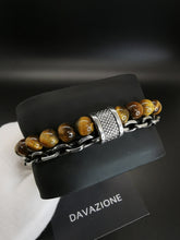 Cargar imagen en el visor de la galería, Davazione Pulsera con cuentas de piedra de ojo de tigre para hombre. HPCP04