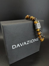 Cargar imagen en el visor de la galería, Davazione Pulsera con cuentas de piedra de ojo de tigre para hombre. HPCP04