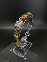 Cargar imagen en el visor de la galería, Davazione Pulsera con cuentas de piedra de ojo de tigre para hombre. HPCP04
