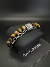 Cargar imagen en el visor de la galería, Davazione Pulsera con cuentas de piedra de ojo de tigre para hombre. HPCP04
