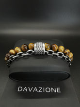 Cargar imagen en el visor de la galería, Davazione Pulsera con cuentas de piedra de ojo de tigre para hombre. HPCP04
